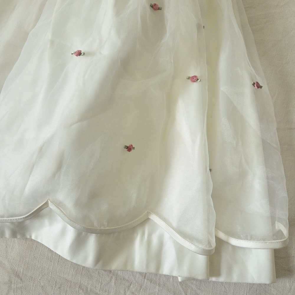 Cinderella Elegant White and Pink Kids Dress Rosebud Scallop Girls 8 - Picture 4 of 14
